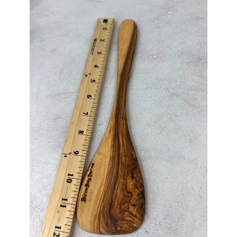 Engraved Olive Wood Spatula/ Cooking‎ Utensil Mountains Moon and Stars Sketching